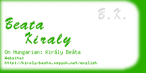 beata kiraly business card